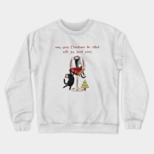 Merry Christmas - Black cats with Santa hat. Crewneck Sweatshirt